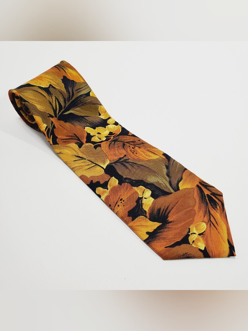 Fling Men's Rayon Neck Tie Orange Fall Foliage Pattern 57x3.75"
